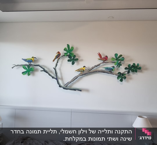 התקנה ותלייה של וילון חשמלי, תליית תמונה בחדר שינה ושתי תמונות במקלחת.